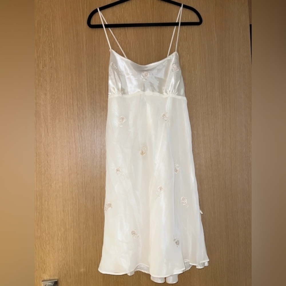Slip Dress Night Gown Lingerie Sz Large Valerie Stevens Lace Sheer Sexy Romantic